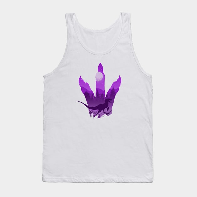 Dinosaur Purple Raptor Jurassic Flat Illustration Tank Top by FalconArt